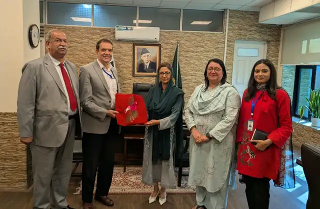 ICSF Secretariat members with Dr. Shezra Mansab Ali Khan Kharal at the Ministry of Climate Change and Environmental Coordination, Islamabad